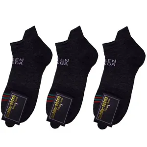 جوراب ساق کوتاه مردانه مدل 100990302 رنگ مشکی بسته سه عددی