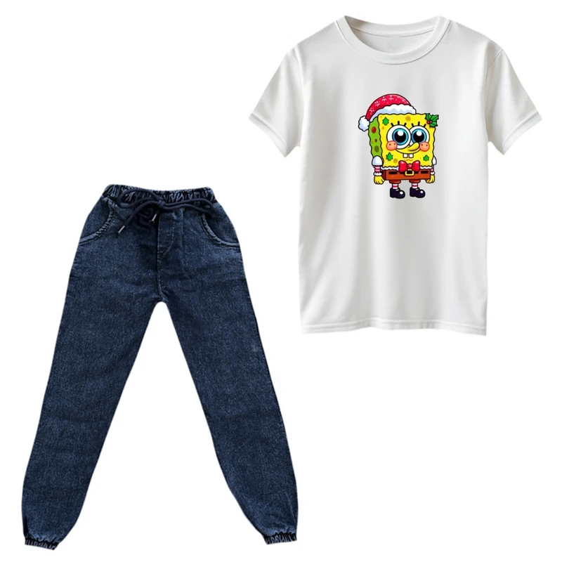 ست تی‌شرت و شلوار پسرانه مدل کریسمسی کد 03