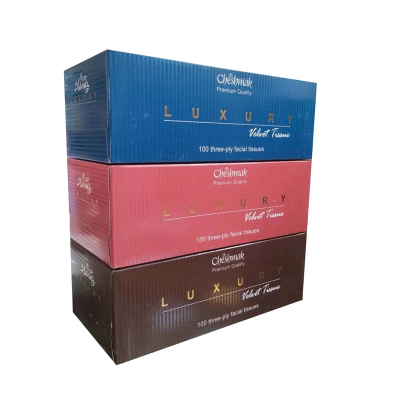 دستمال کاغذی 100 برگ چشمک مدل 100 LUXURY مجموعه 3 عددی 