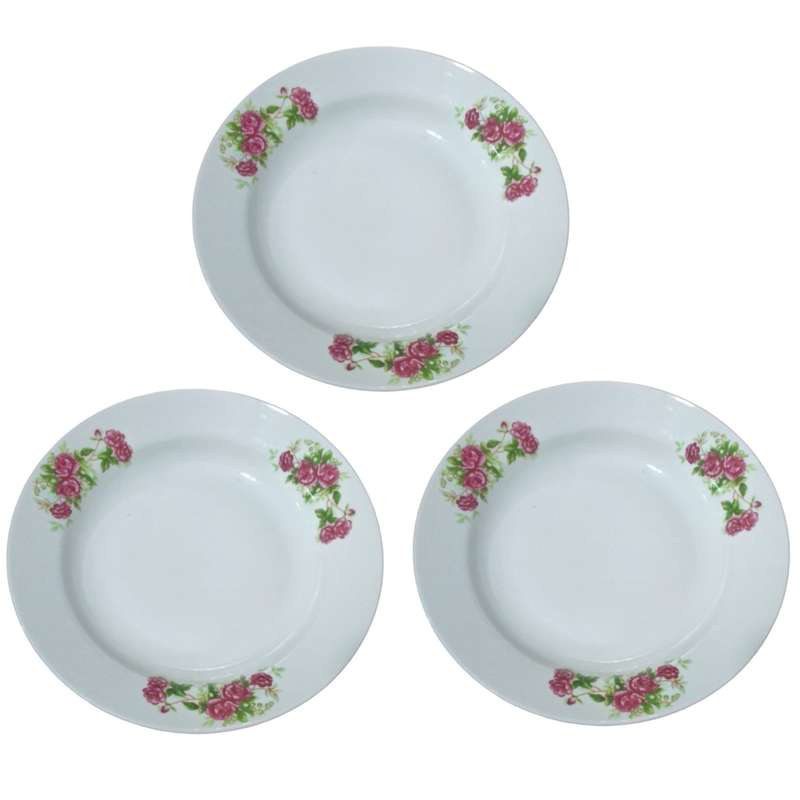 بشقاب خورش خوری مرجان مدل گلسرخی  کد 27 بسته 3 عددی