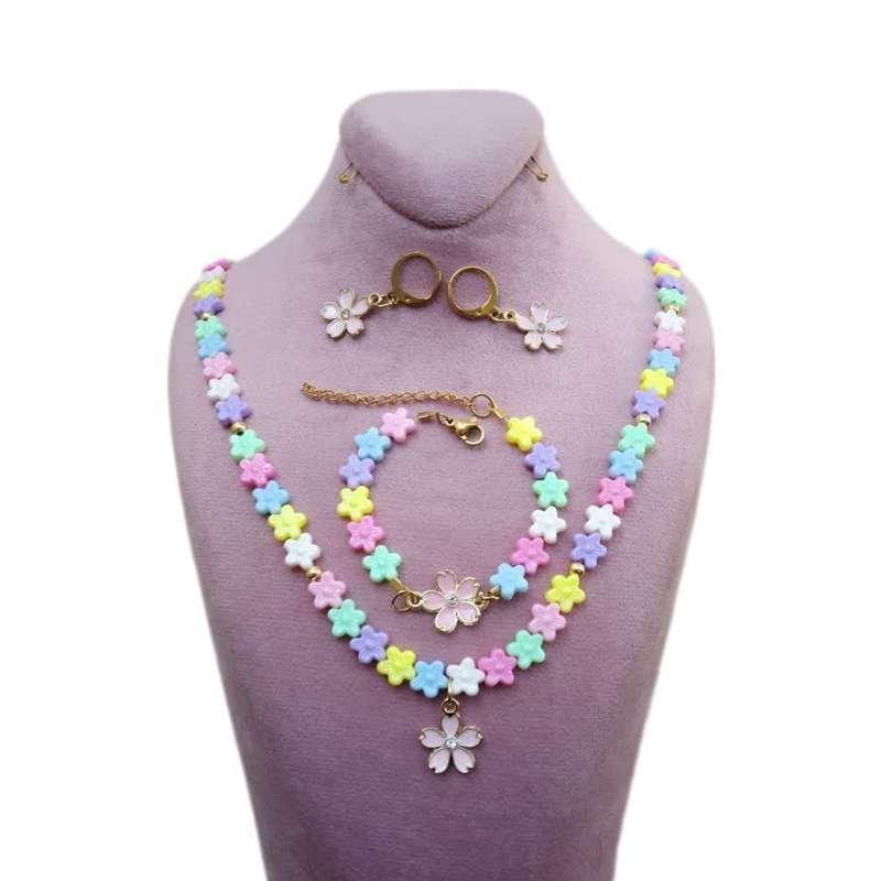 نیم ست دخترانه مدل مهره ای گل کد 0333