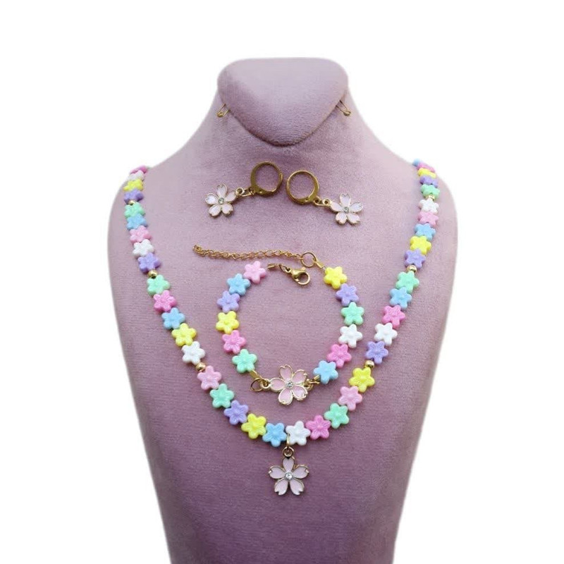 نیم ست دخترانه مدل مهره ای گل کد 0333