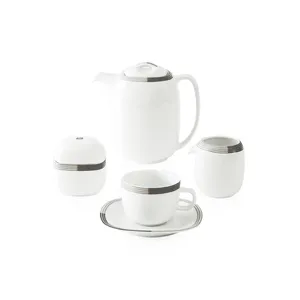 سرویس چای خوری 17 پارچه چینی زرین ایران مدل کواترو وگاس اوریت درجه 3	