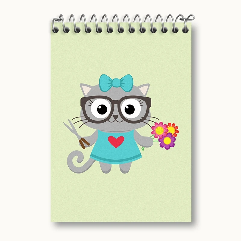 دفتر یادداشت 50 برگ خندالو مدل گربه باغبان کد N1056