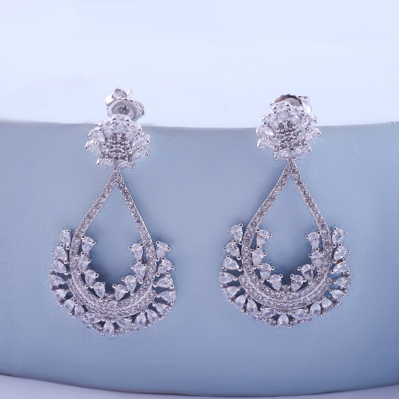 گوشواره نقره زنانه مدل جواهری کد g_005 گوشواره نقره زنانه مدل جواهری کد g_005