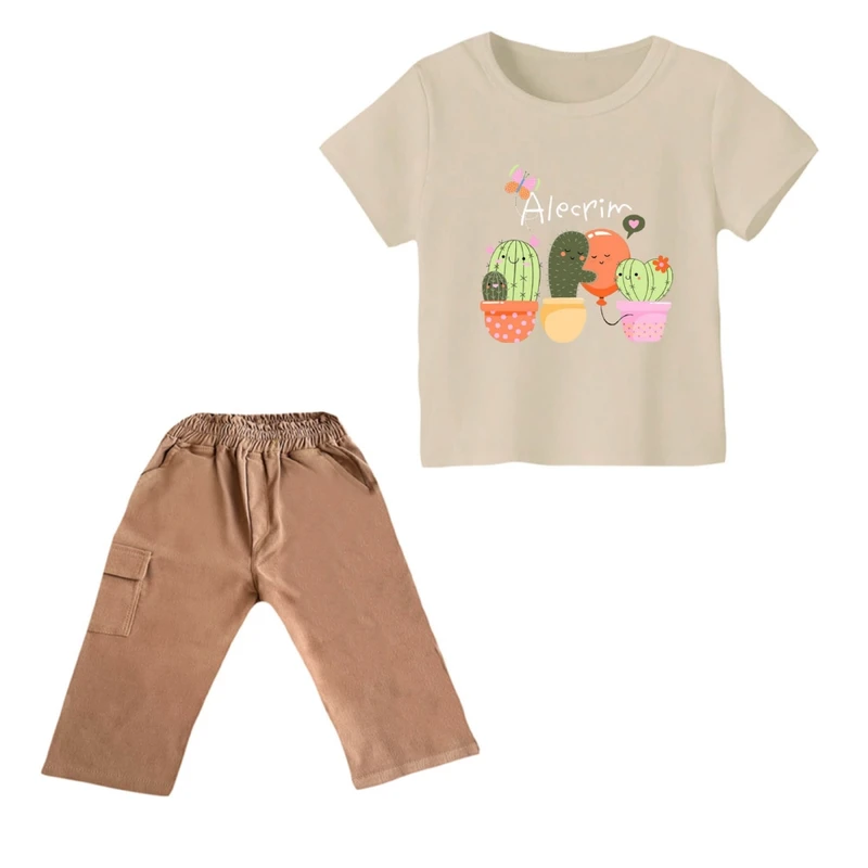 ست تی شرت و شلوارک دخترانه مدل کاکتوس ۲