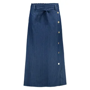 دامن زنانه مدل دکمه نما 125 رنگ آبی