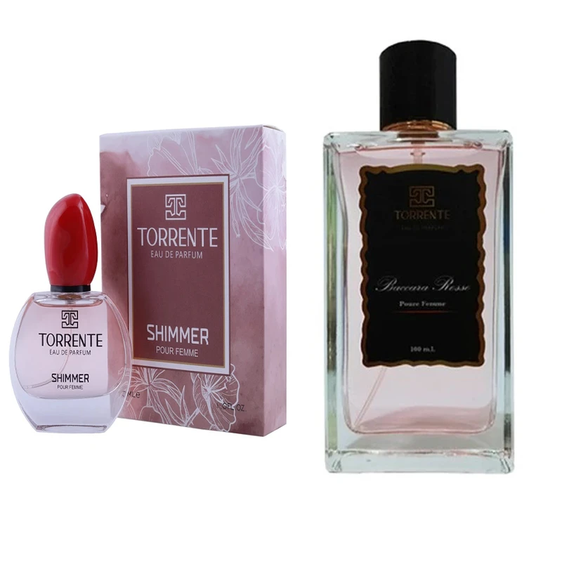 ست ادو پرفیوم زنانه تورنته مدل Baccarat Rouge 540 با رایحه شیرین حجم 100 میلی لیتر و ادوپرفیوم  زنانه تورنته مدل شیمر با رایحه شیرین حجم 30 میلی لیتر
