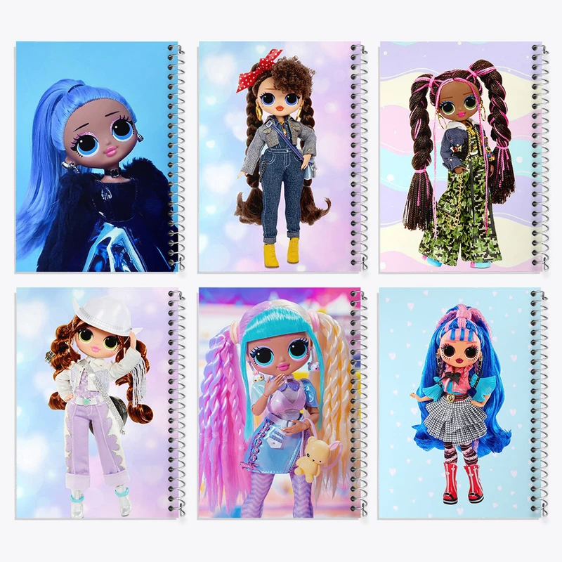 دفتر مشق 50 برگ خندالو طرح عروسک Lol کد 808 مجموعه 6 عددی