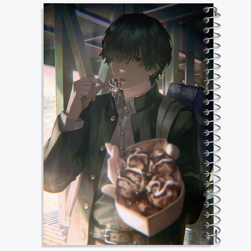 دفتر ژورنال نویسی 50 برگ خندالو مدل نقطه ای طرح یوشیدا انیمه مرد اره ای Chainsaw Man کد 22339