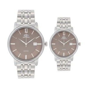 ست ساعت مچی عقربه ای  زنانه و مردانه سوئیس پرینس مدل 816 -SILVER B