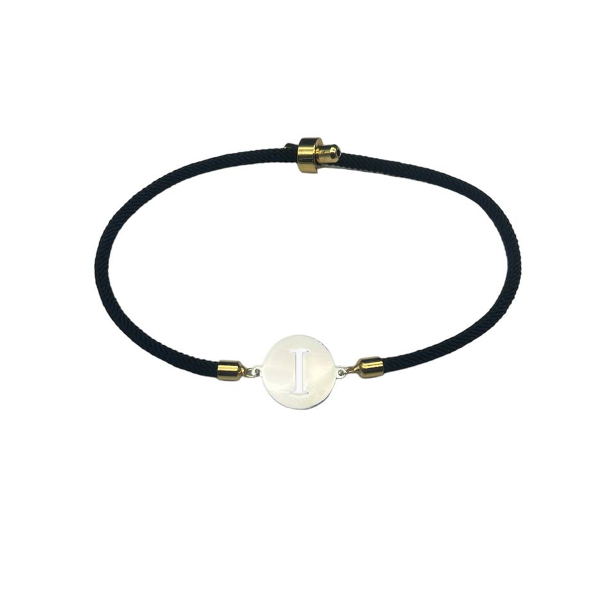 دستبند نقره طرح حرف I مدل تو خالی