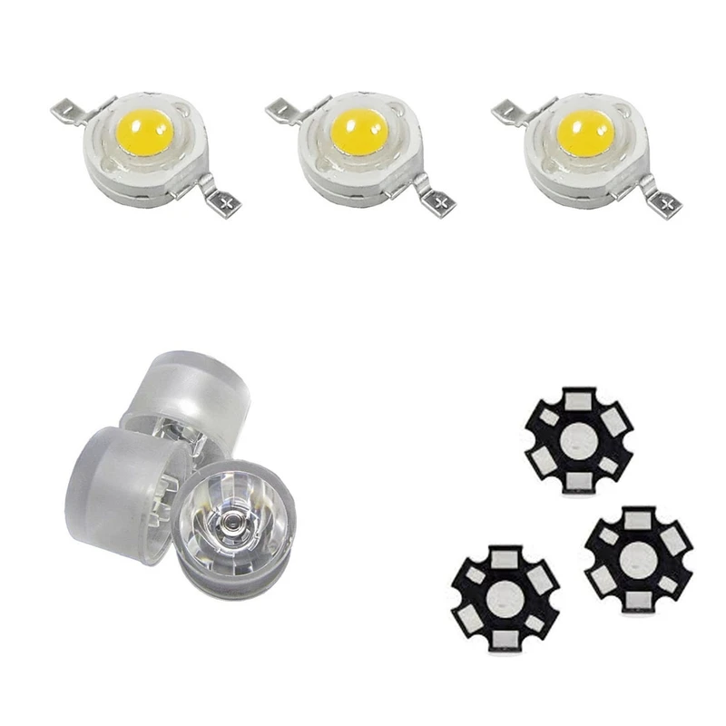 ال ای دی پاور 1 وات کد M01 به همراه هیت سینک و لنز 60 درجه بسته 3 عددی