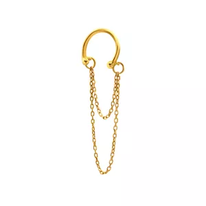 پیرسینگ طلا 18 عیار زنانه روبی آرت گالری مدل ایرکاف حلقه و زنجیر دو رج