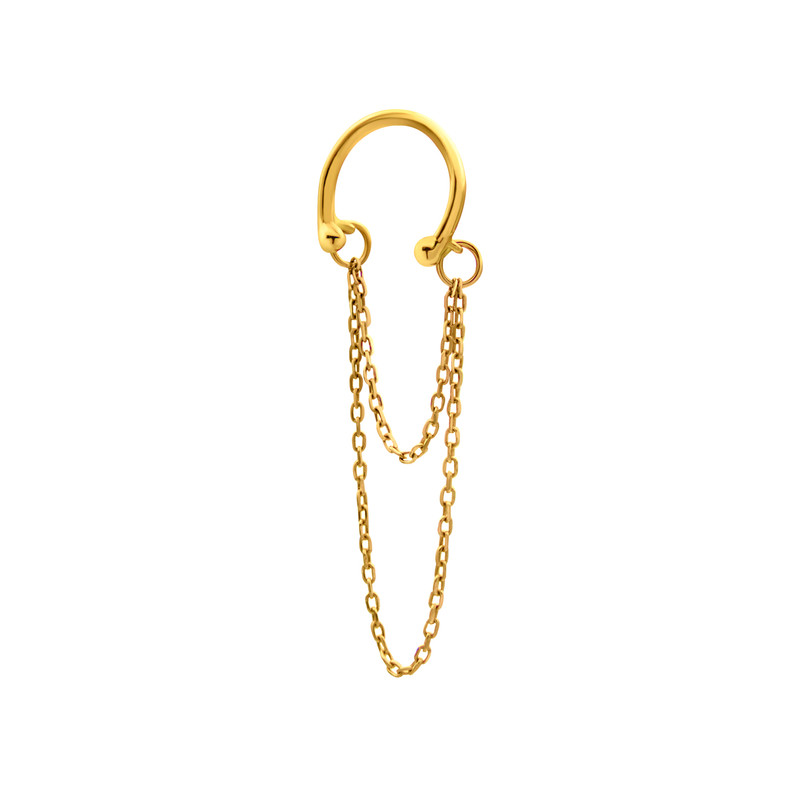 پیرسینگ طلا 18 عیار زنانه روبی آرت گالری مدل ایرکاف حلقه و زنجیر دو رج