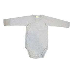 بادی آستین بلند نوزادی مدل راه راه کد 0104 رنگ طوسی