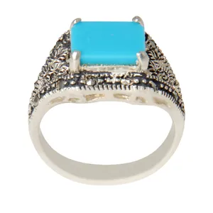 انگشتر نقره زنانه مدل سنگ فیروزه نیشابور کد AW_566