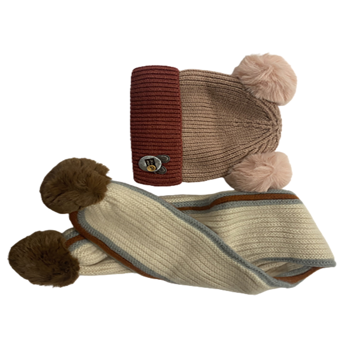 ست کلاه و شال گردن بافتنی بچگانه مدل k24