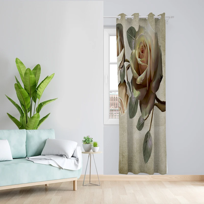 پرده طرح گل مدل مخمل پانچی کد  L 271 Z سایز 140x200 سانتی متر