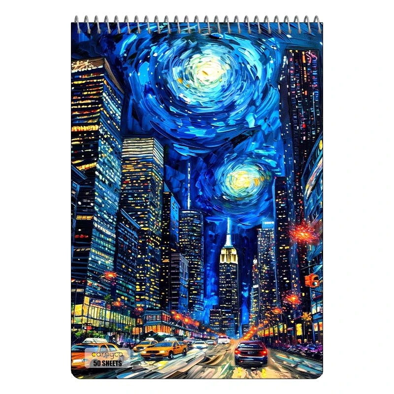 دفتر نقاشی 50 برگ سیمی کارنیکا طرح شب پرستاره فانتزی ون گوگ Fantasy Starry Night Van Gogh کد 48800