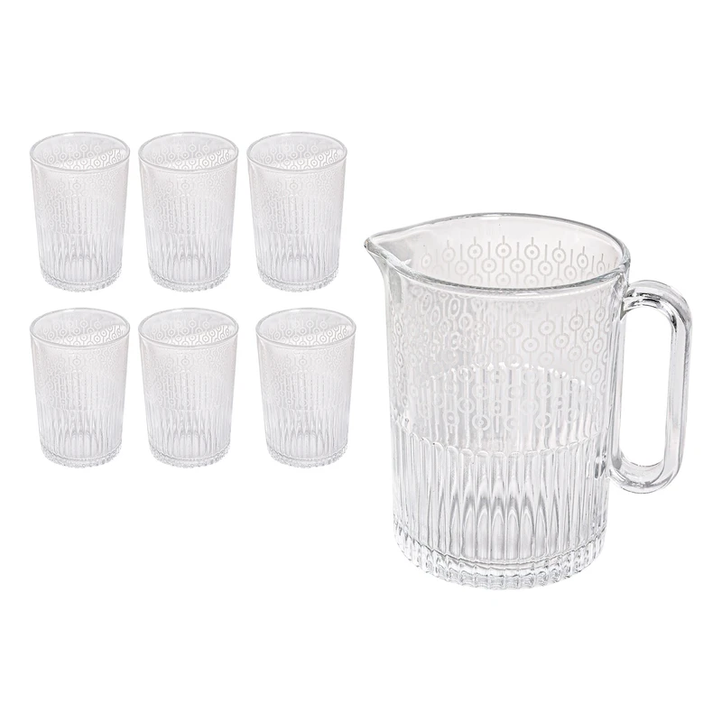 سرویس پارچ و لیوان 7 پارچه لیمون مدل دایره ای کد 2318-2