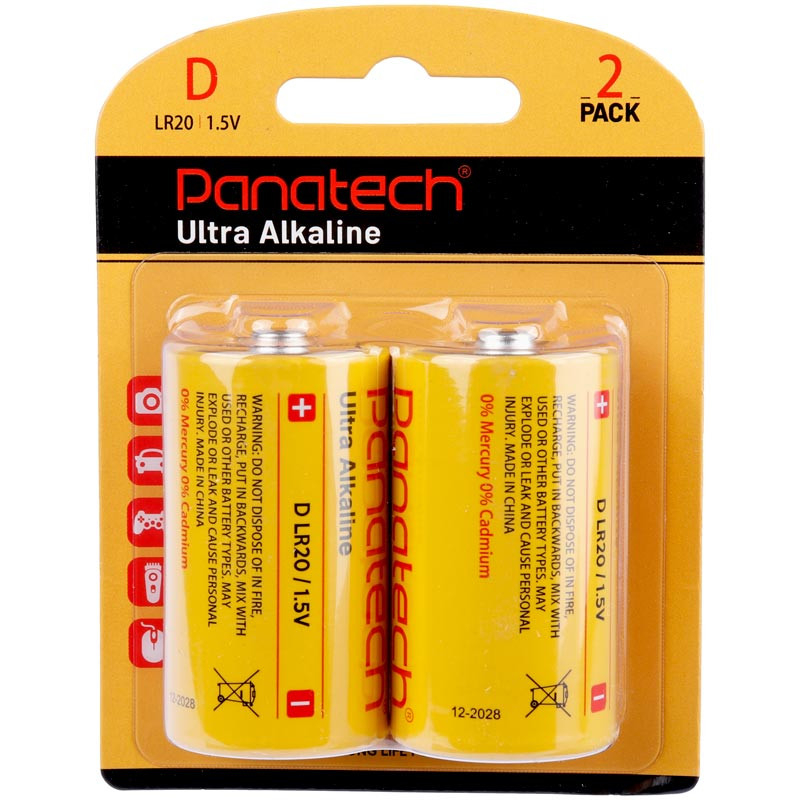 باتری D پاناتک مدل Ultra Alkaline LR20D بسته دو عددی