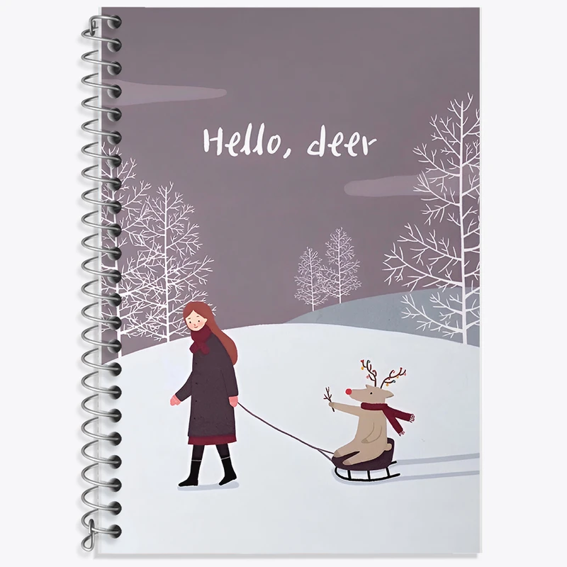 دفتر زبان 50 برگ خندالو مدل دو خط طرح دختر و گوزن کد F7308