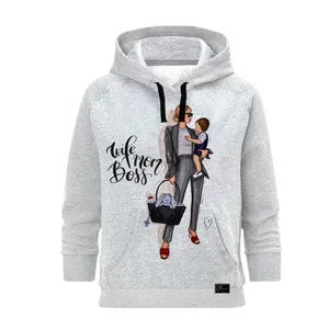 هودی زنانه مدل MOM BOSS کد J170 رنگ طوسی