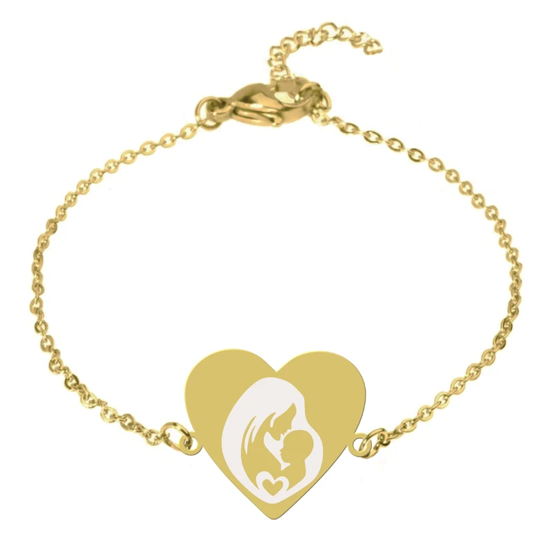 دستبند زنجیری زنانه هایکا طرح مادر و نوزاد و قلب کد zd.jh 9