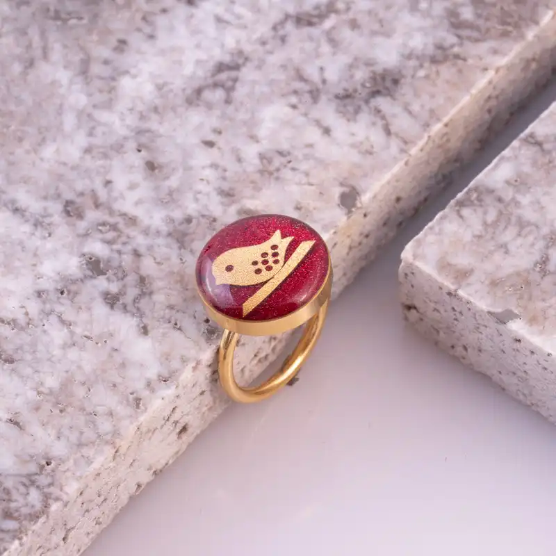 انگشتر زنانه زرسام مدل مرغ عشق