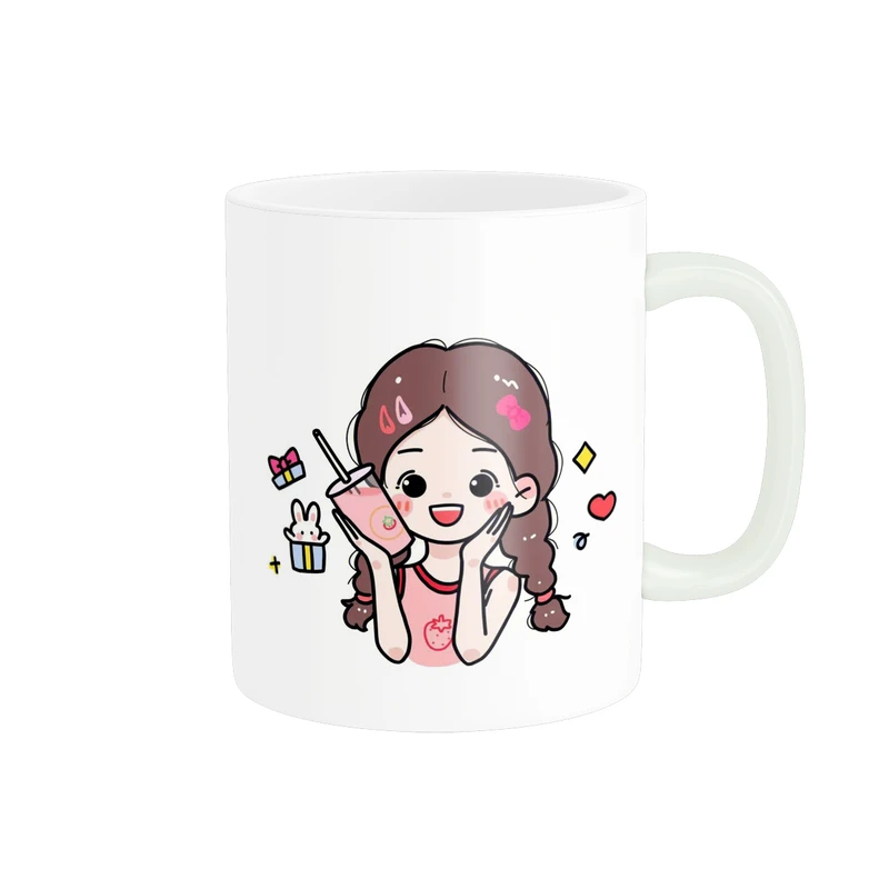 ماگ پاد آفرین مدل فانتزی طرح دختر کیوت و ناز کد p9491