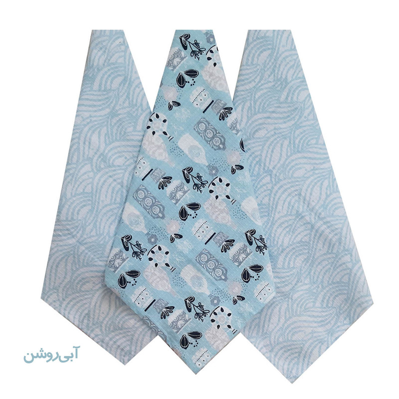 دستمال آشپزخانه مدل پارچه ای طرح گل و گلدان بسته 3 عددی
