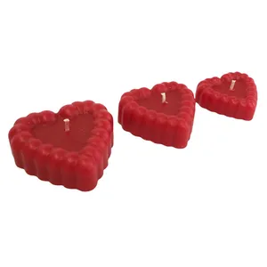 شمع دست ساز مدل قلب مجموعه 3 عددی