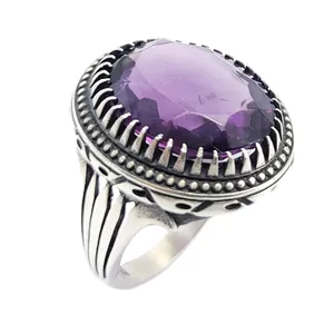 انگشتر نقره مردانه مدل آمیتیست کد 5260867