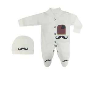 ست سرهمی و کلاه نوزادی پسرانه طرح سبیل کد 103