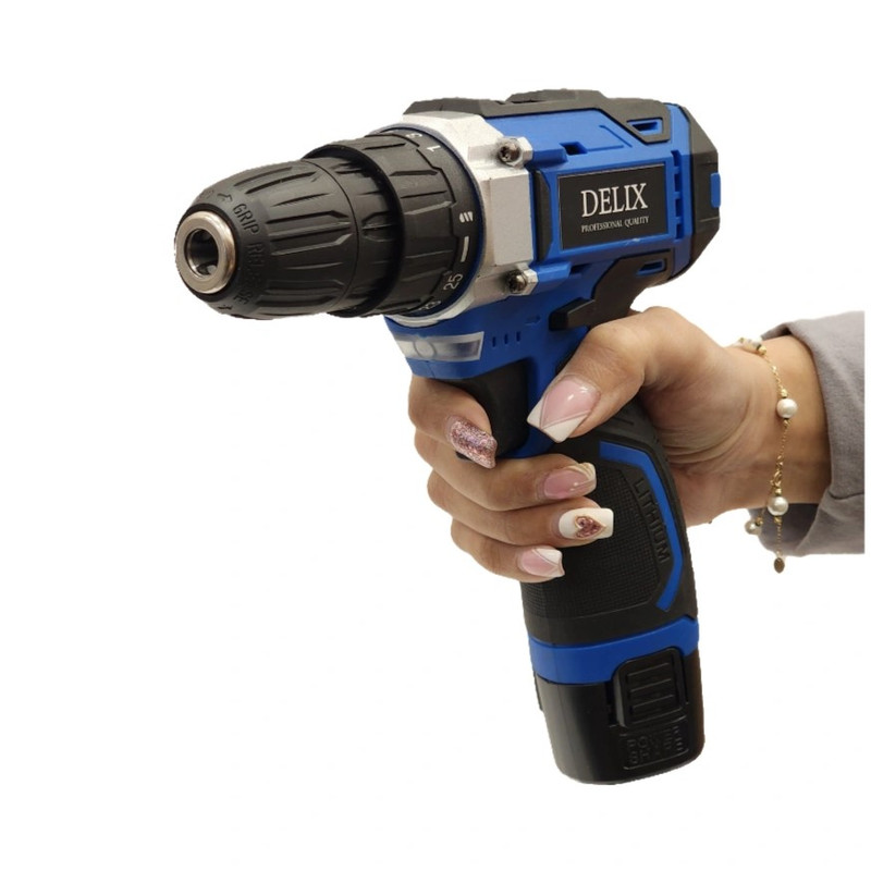 دریل پیچ گوشتی شارژی دلیکس مدل DL-1800 مجموعه 34 عددی