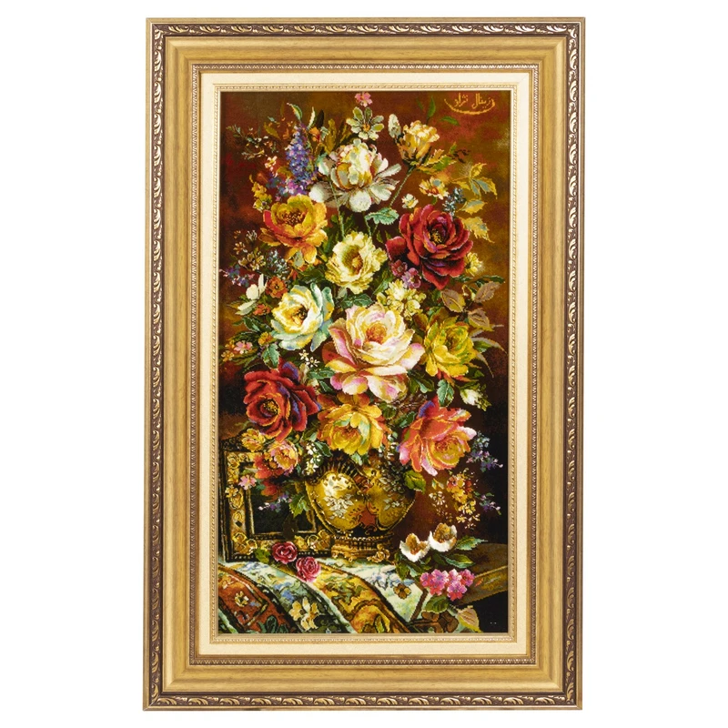 تابلو فرش دستباف سی پرشیا طرح گل در گلدان کد 904236