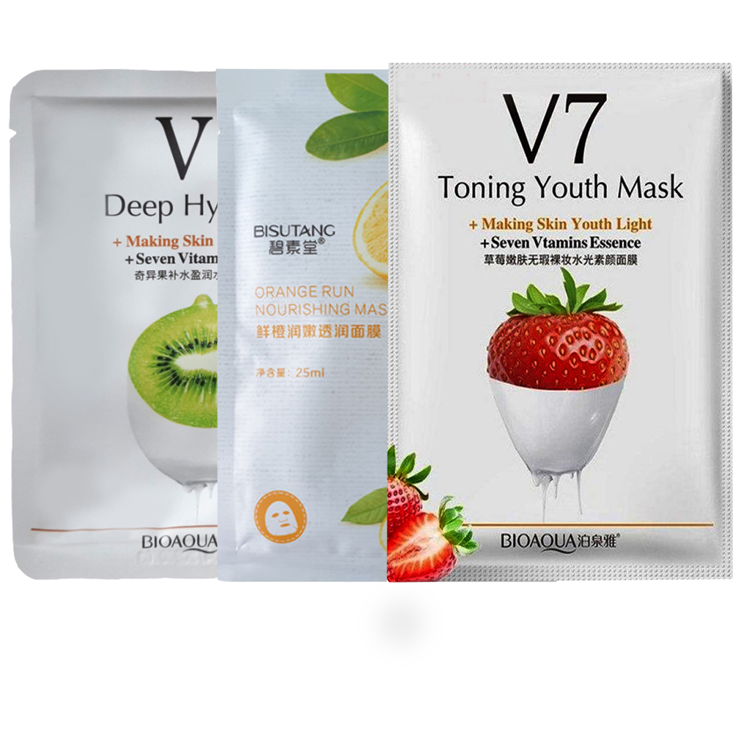 ماسک صورت بایوآکو مدل V7 وزن 30 گرم مجموعه 2 عددی به همراه ماسک صورت بیستوک مدل پرتقال وزن 30 گرم