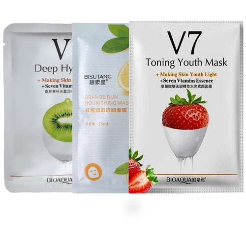 ماسک صورت بایوآکو مدل V7 وزن 30 گرم مجموعه 2 عددی به همراه ماسک صورت بیستوک مدل پرتقال وزن 30 گرم
