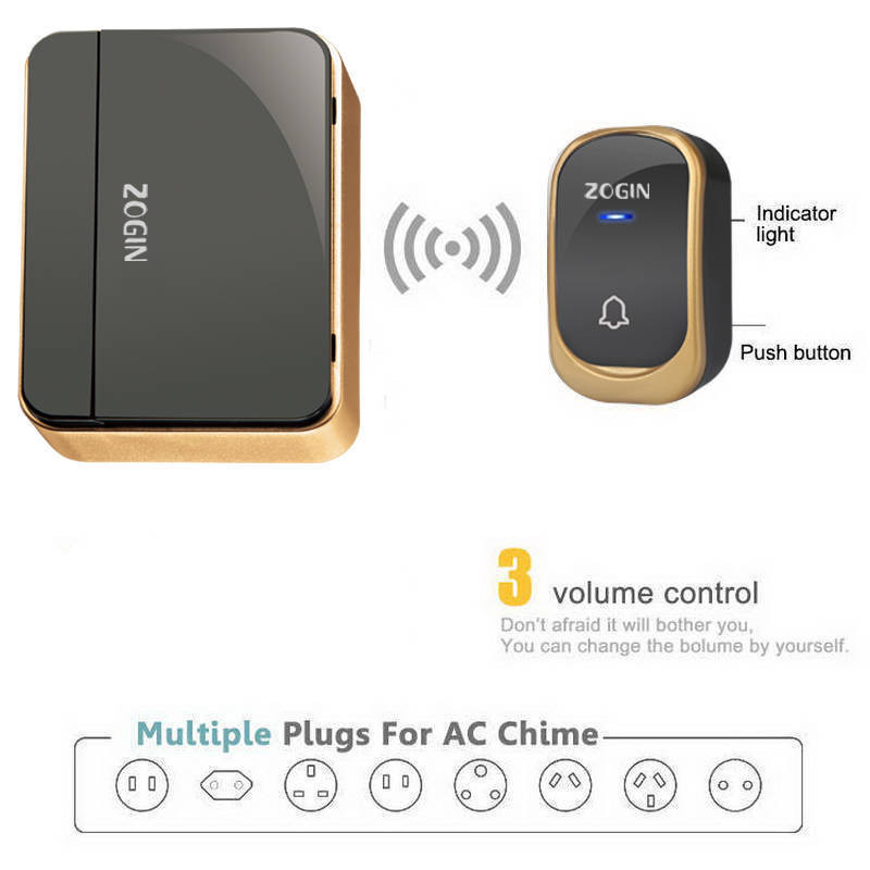 زنگ بی سیم زوگین مدل CC03 به همراه 2 عدد شستی زنگ بی سیم زوگین مدل CC03 به همراه 2 عدد شستی