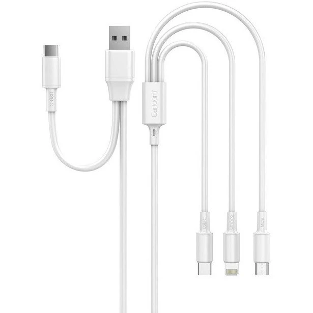 کابل تبدیل USB به USB-C / MicroUSB / لایتنینگ ارلدام مدل EC-IMC029 طول 1.2 متر