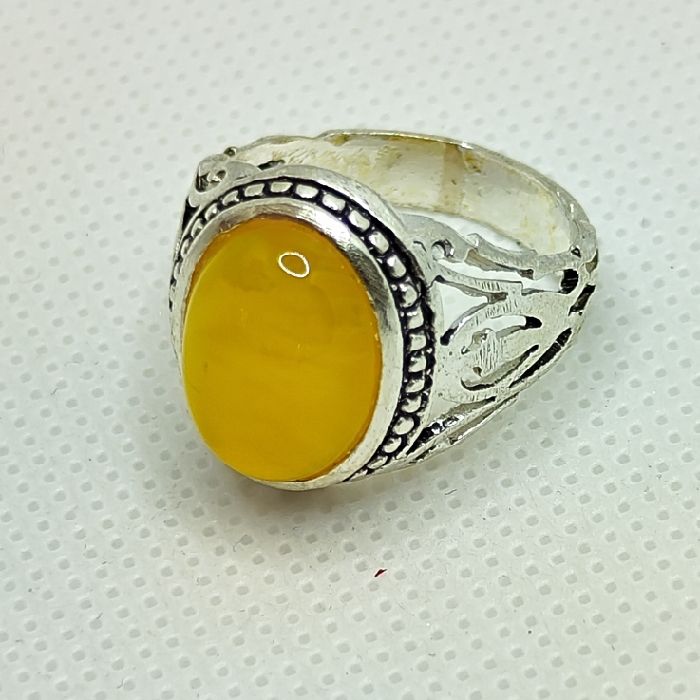 انگشتر نقره مردانه مدل سنگ شرف الشمس رکاب مشبک اسپرت کد 300 -  - 9