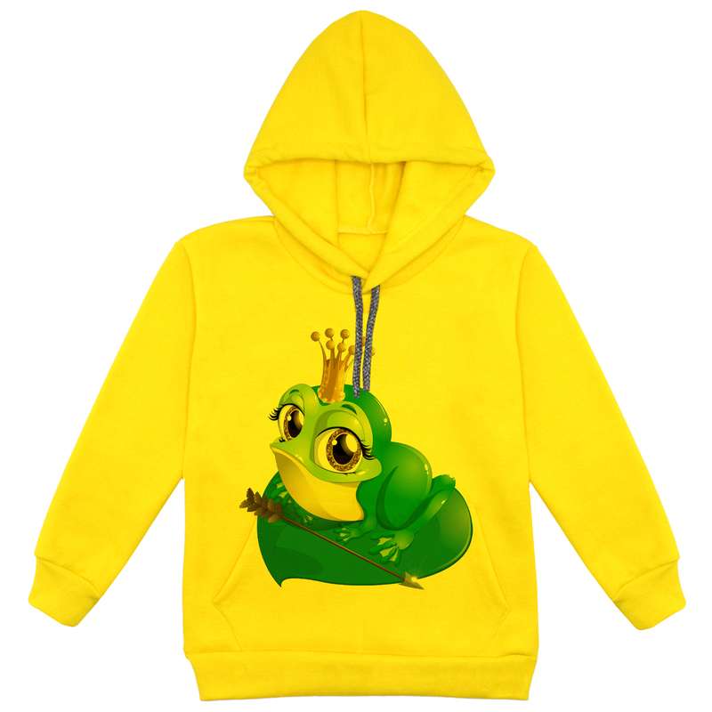 هودی دخترانه مدل قورباغه F140 رنگ زرد