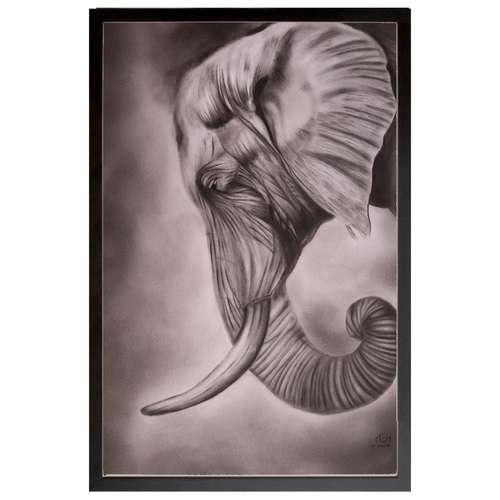 تابلو نقاشی سیاه قلم طرح فیل مدل 8325446