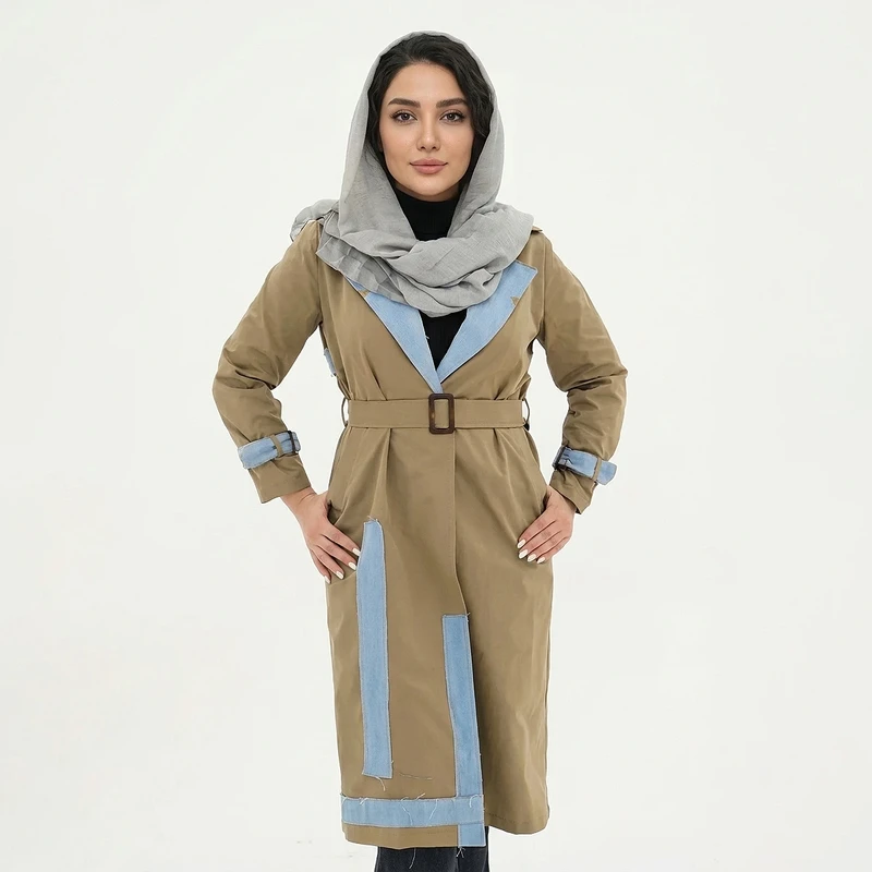 بارانی زنانه مدل ترکیب با جین