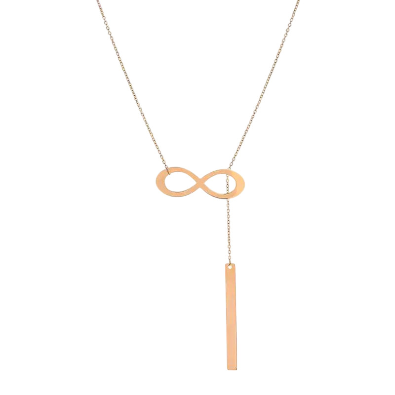 گردنبند طلا 18 عیار زنانه با طرح حلقهای (فلامینگو) گالری قو طلایی مدل بی نهایت و مستطیل کراواتی