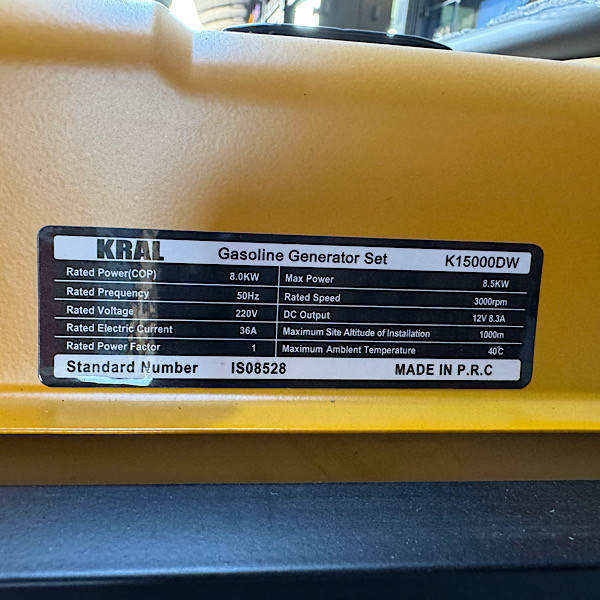 موتور برق بنزینی 18 اسب بخار کرال پمپ مدل K15000DW