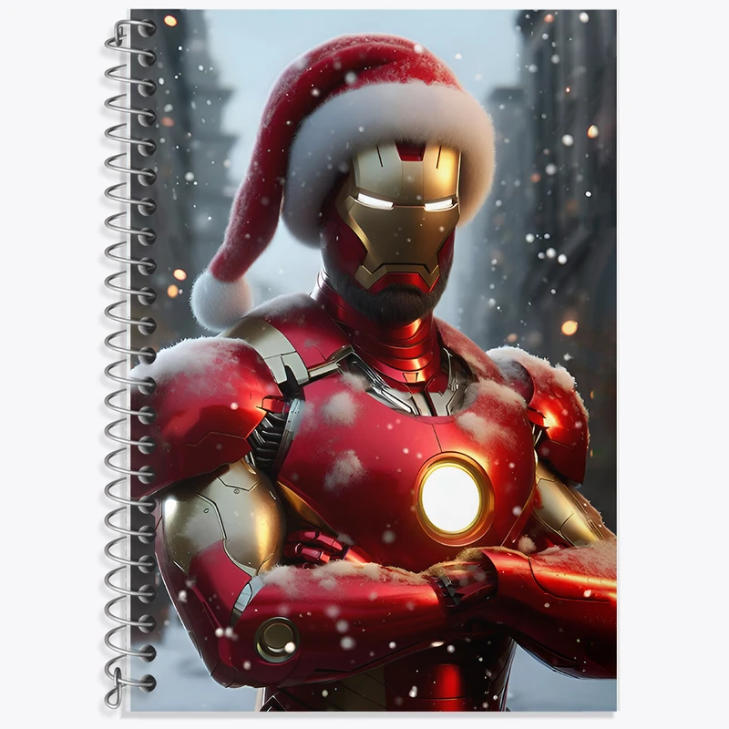 دفتر زبان 50 برگ خندالو مدل دو خط طرح مرد آهنی بابانوئل مارول (Marvel) کد F8099