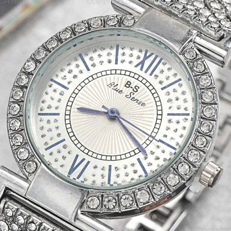 ساعت مچی عقربه ای زنانه مدل فول نگین ساعت مچی عقربه ای زنانه مدل فول نگین