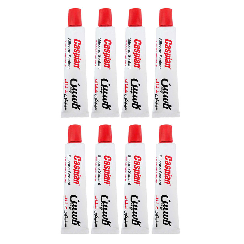 چسب سیلیکون کاسپین مدل shafaf 01 حجم 30 میلی لیتر مجموعه 8 عددی